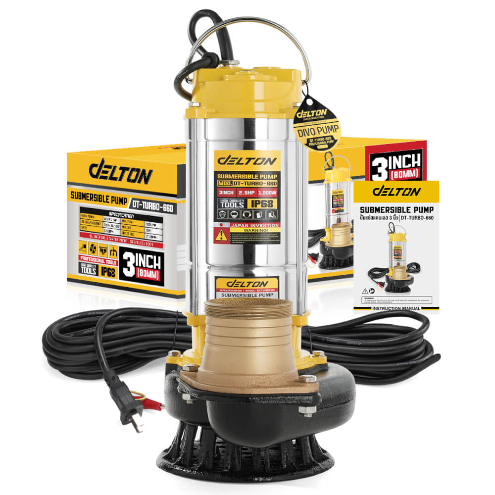 ปั๊มจุ่ม DELTON รุ่น DT-TURBO-660 ขนาด 3 นิ้ว 2.5HP 1,900W
